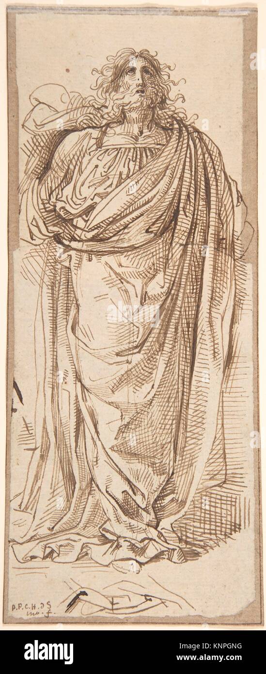 A Draped Bearded Man Looking Up. Artist: David-Pierre Giottino Humbert de Superville (Dutch, The Hague 1770-1849 Leiden); Date: n.d; Medium: Pen and Stock Photo