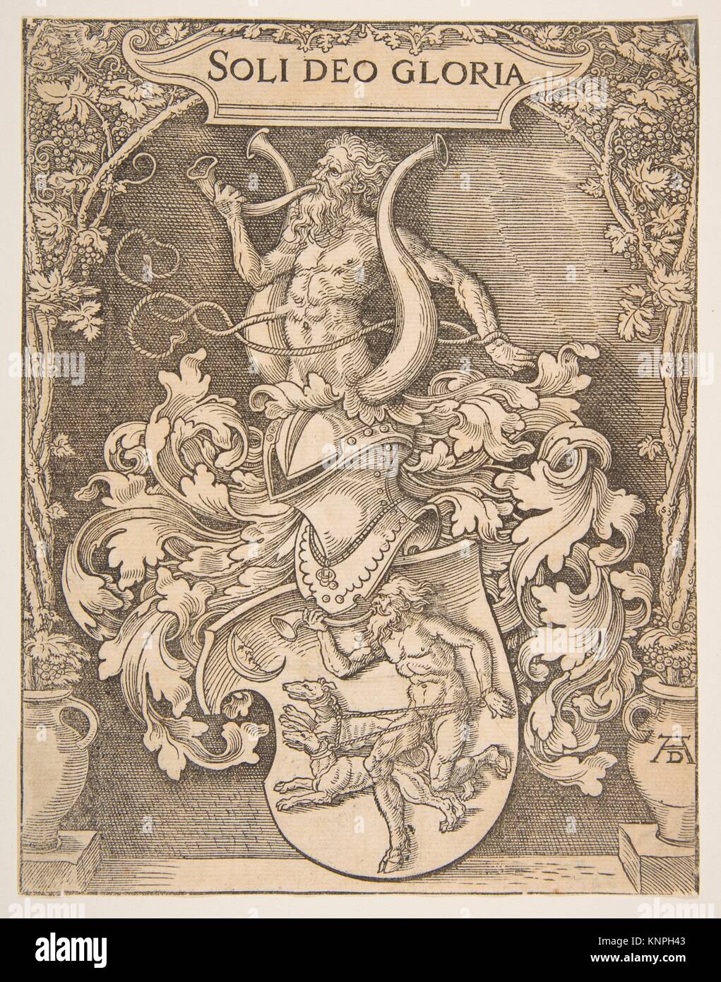 The Arms of Johann Tscherte. Artist: Albrecht Dürer (German, Nuremberg 1471-1528 Nuremberg); Date: n.d; Medium: Woodcut; Dimensions: sheet: 7 5/16 x Stock Photo