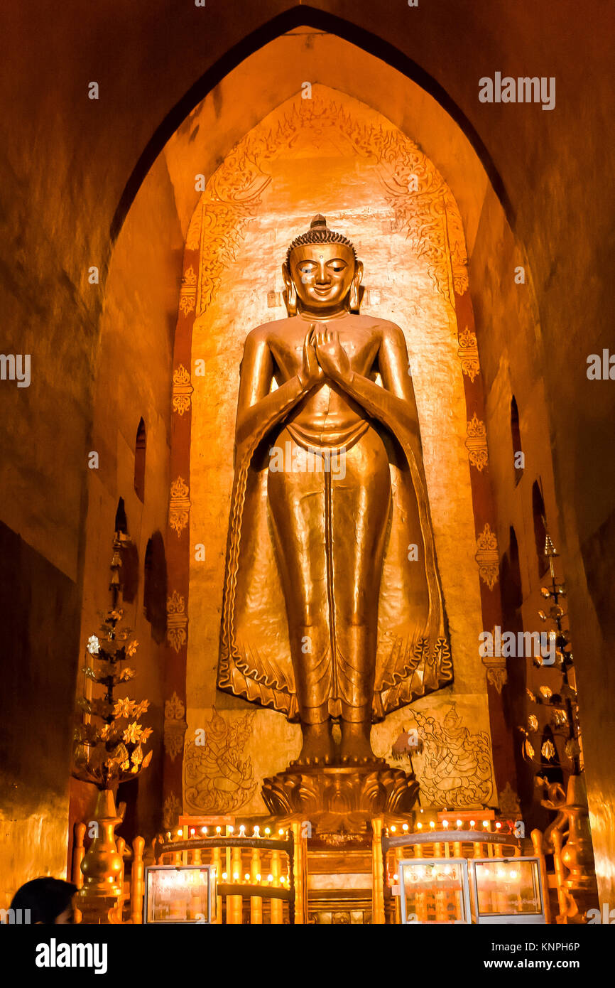 South facing standing Buddha - Kassapa,  the Ananda Temple, Old Bagan, Myanmar Stock Photo