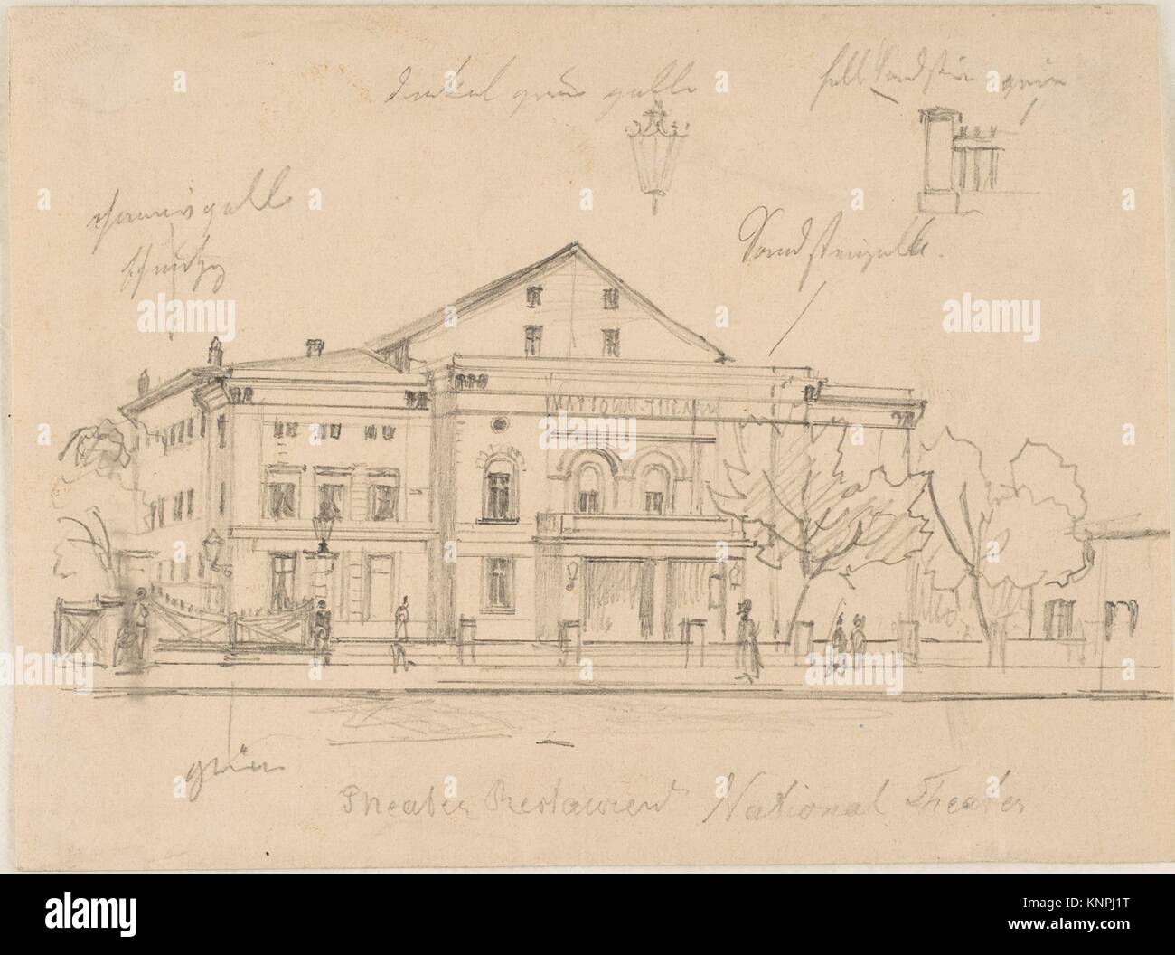 Study of the Nationaltheater, Berlin. Artist Eduard Gaertner (German