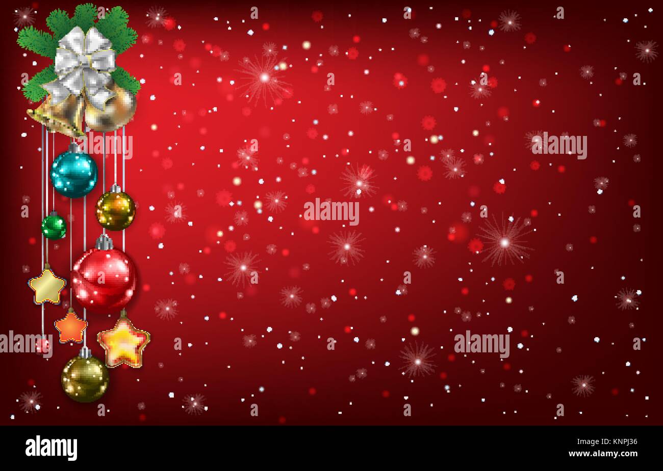 Abstract red background with Christmas bells and decorations Stock ...