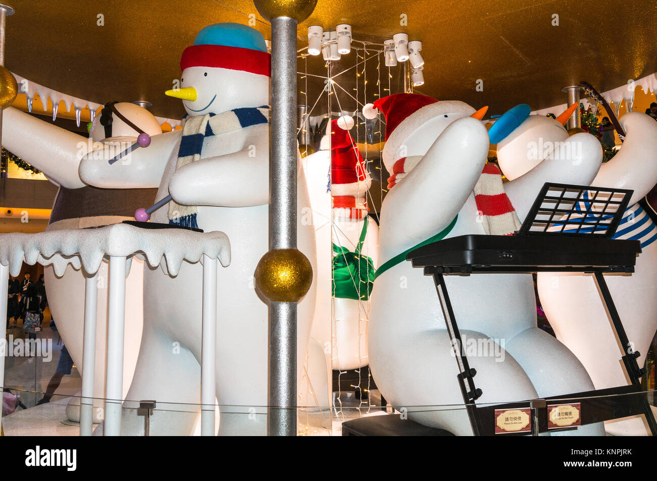Snowman Christmas display at a shopping mall, Elements Mall, in Hong Kong Stock Photo