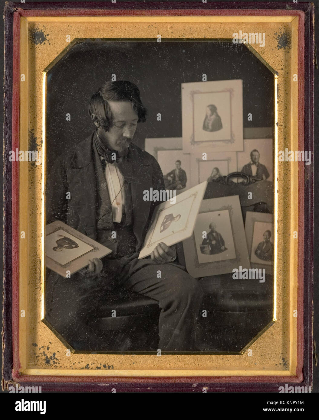Talbot Photography Process Photograph of Frederick Langenheim examining Talbotype photographs ...