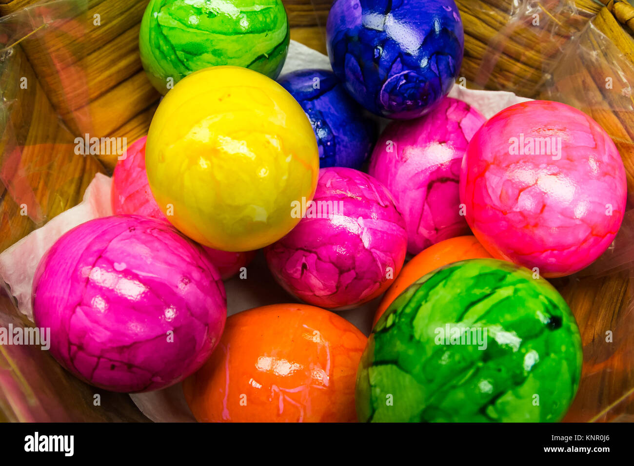 Easter Egg Colorful Basket Painted Food Festive Season Celebration Holiday Stock Photo