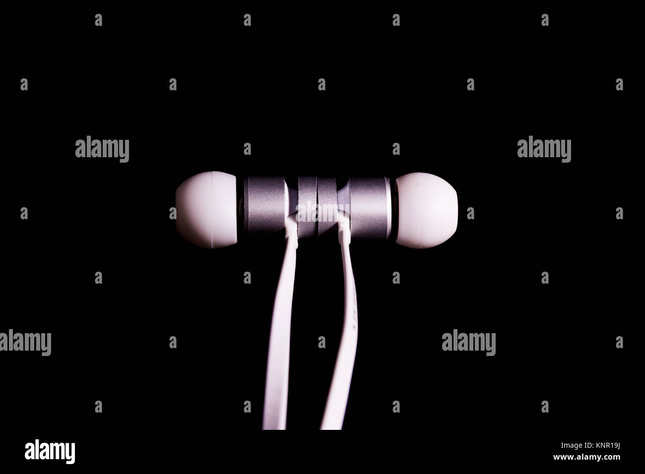 Earbuds Earphones Headphones White Fashionable Metal Closeup Detail Accessory Macro Stock Photo