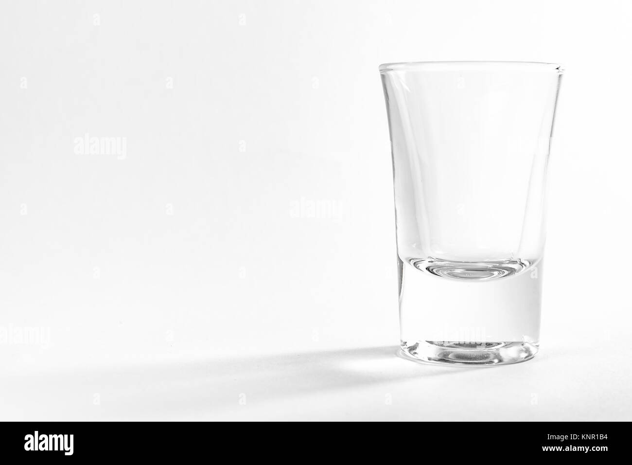 Empty Full Shot Glass Party Drinking Alcohol Beer Whiskey Clear Bourbon White Background Isolated Object Single Composition Stock Photo