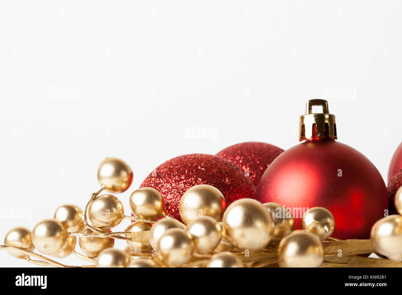 christmas gift with red balls bow isolated on white background Stock ...