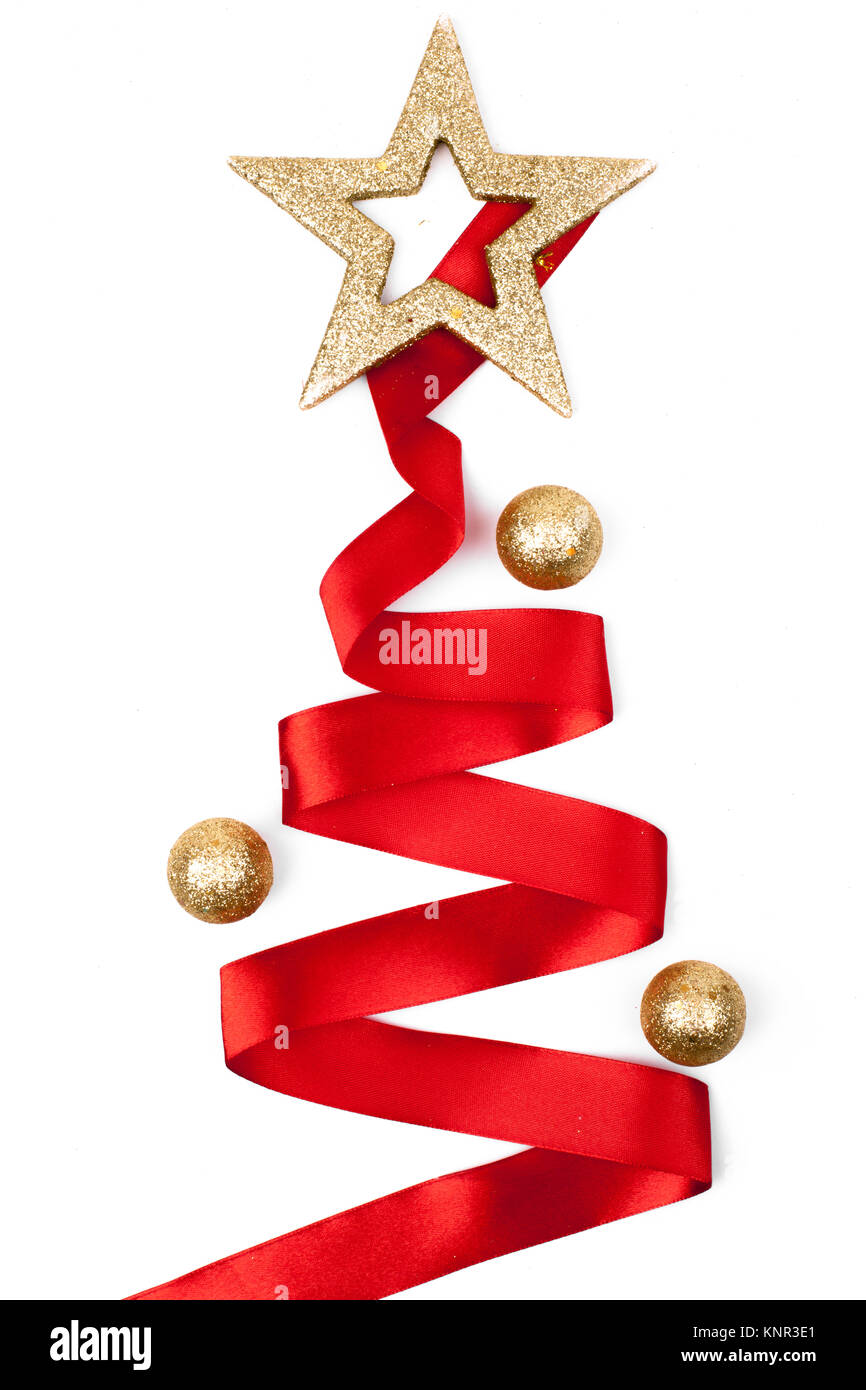 Christmas tree from ribbon isolated on white background Stock Photo - Alamy