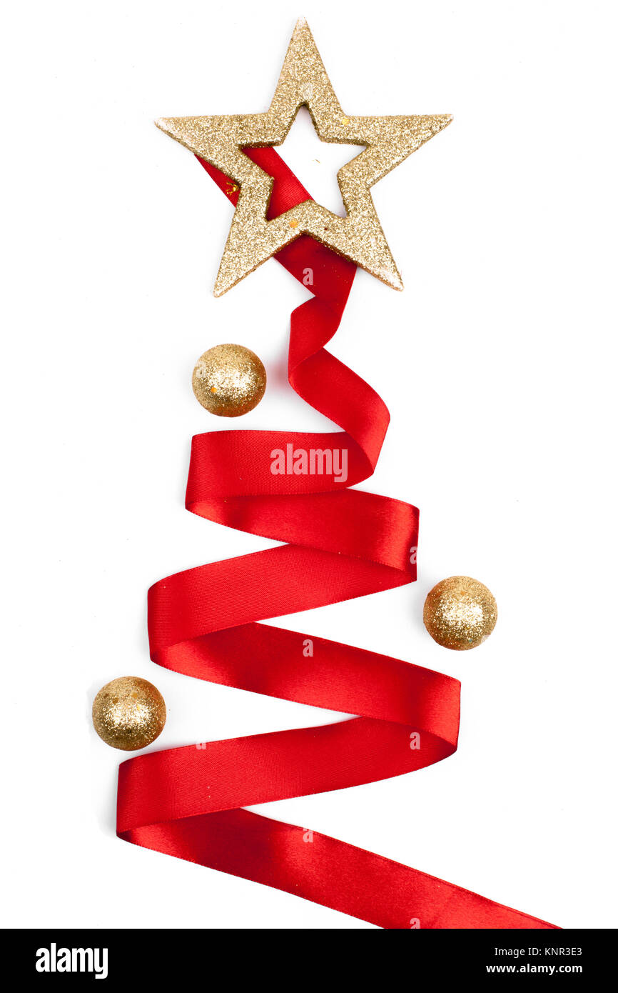 Christmas tree from ribbon isolated on white background Stock Photo - Alamy