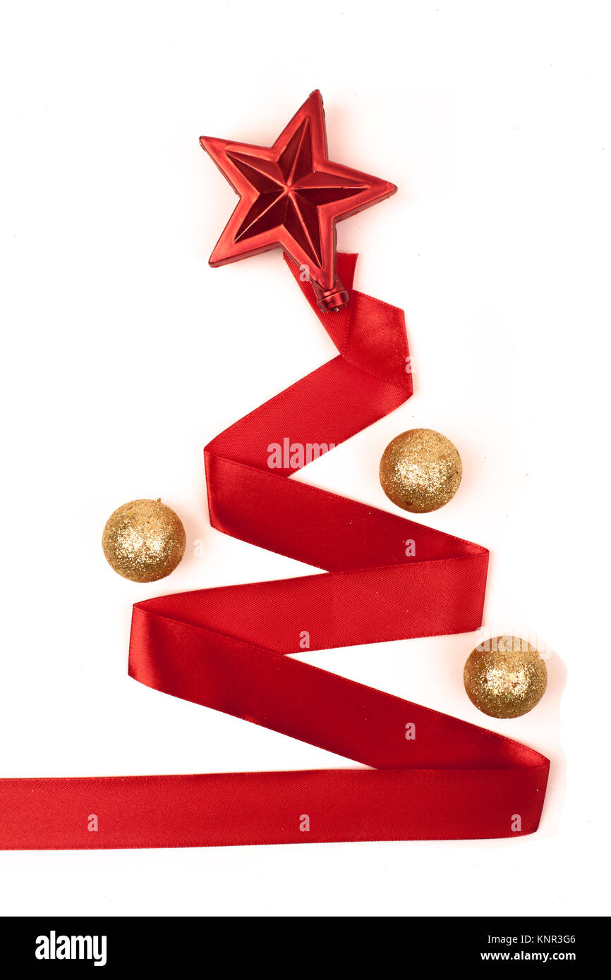 Christmas tree from ribbon isolated on white background Stock Photo - Alamy