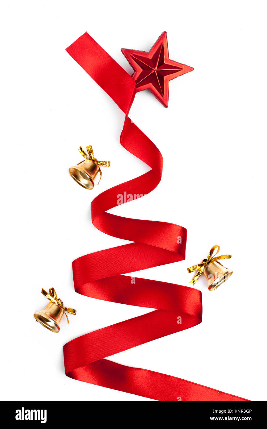 Christmas tree from ribbon isolated on white background Stock Photo - Alamy