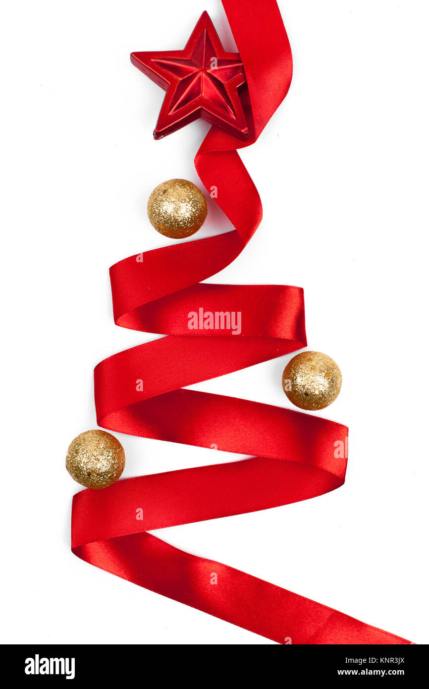 Christmas tree from ribbon isolated on white background Stock Photo - Alamy