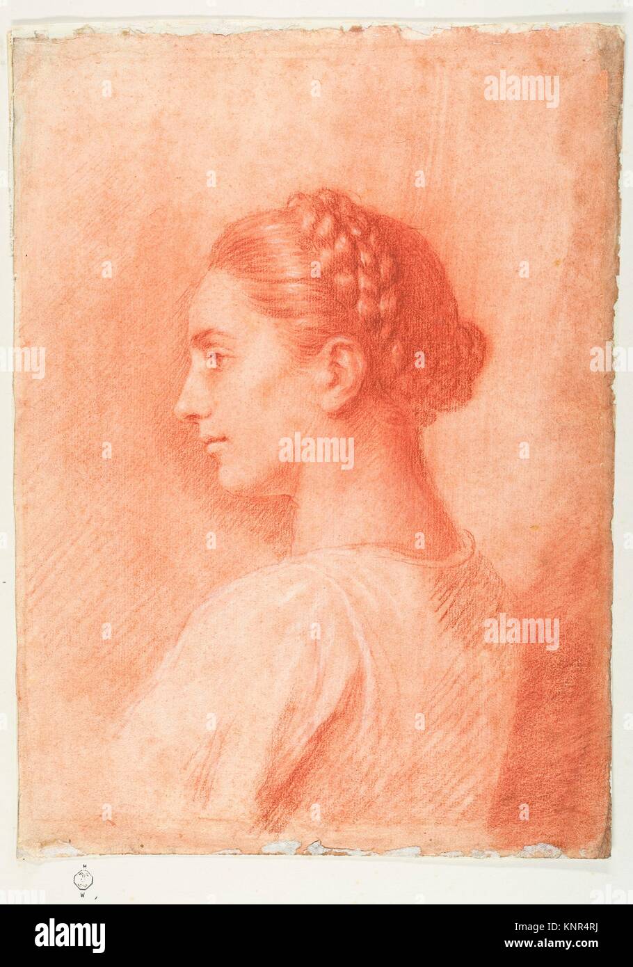 A Country Girl at Surrentum, Italy. Artist: Allan Ramsay (British, Edinburgh, Scotland 1713-1784 Dover); Date: September 1776; Medium: Red chalk, Stock Photo