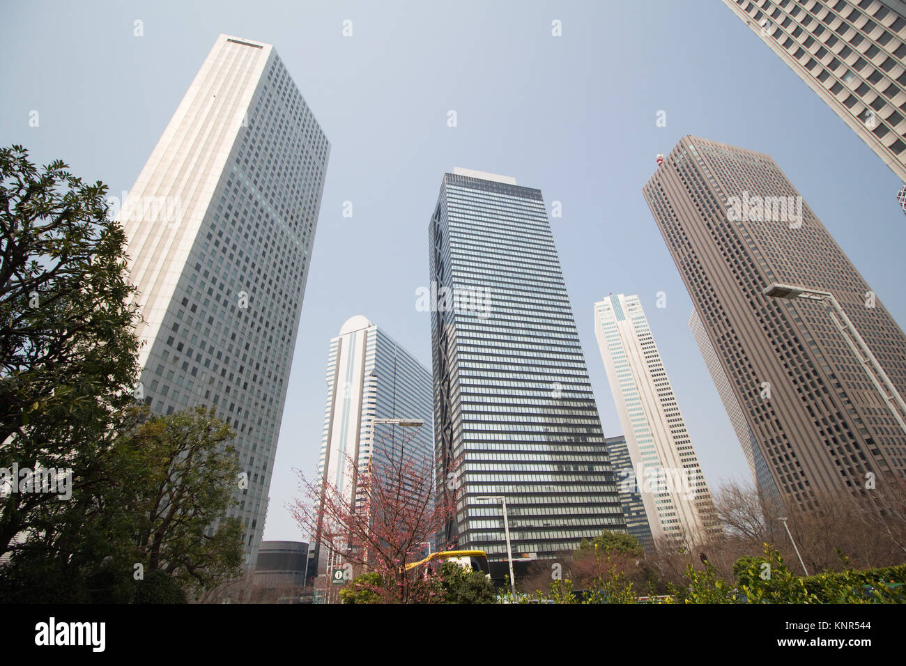 Skyscraper buildings around the Shinjuku-ku area of Tokyo, Japan,  near the main train station Stock Photo