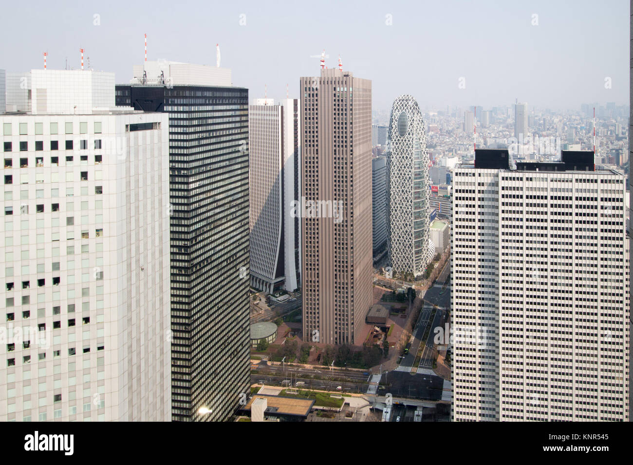 Skyscraper buildings around the Shinjuku-ku area of Tokyo, Japan,  near the main train station Stock Photo