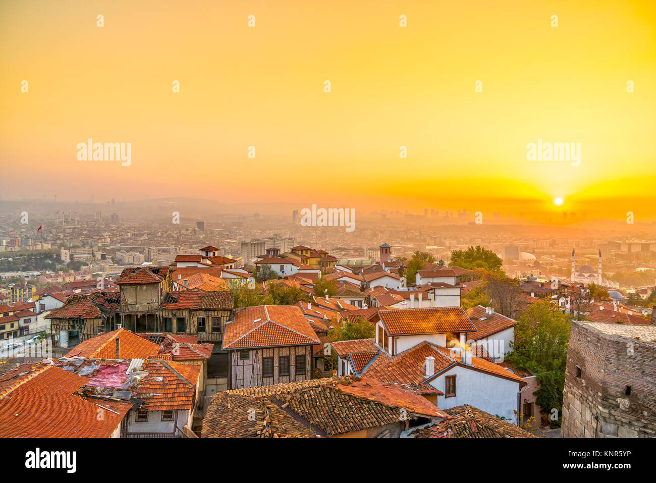 Panoramic view of Ankara at sunset,Turkey Stock Photo