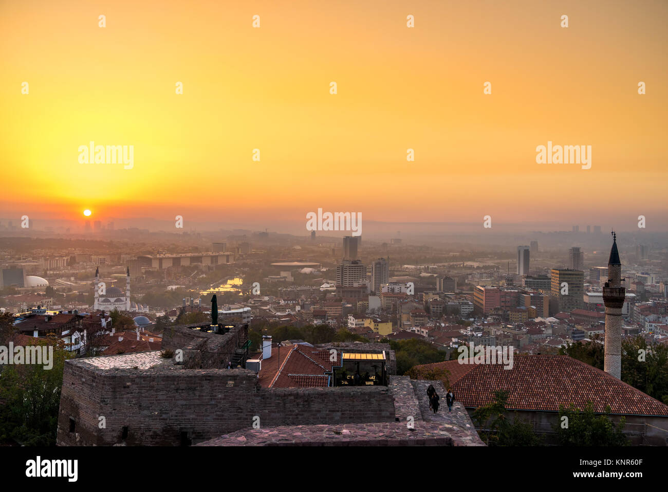 Panoramic view of Ankara at sunset,Turkey Stock Photo