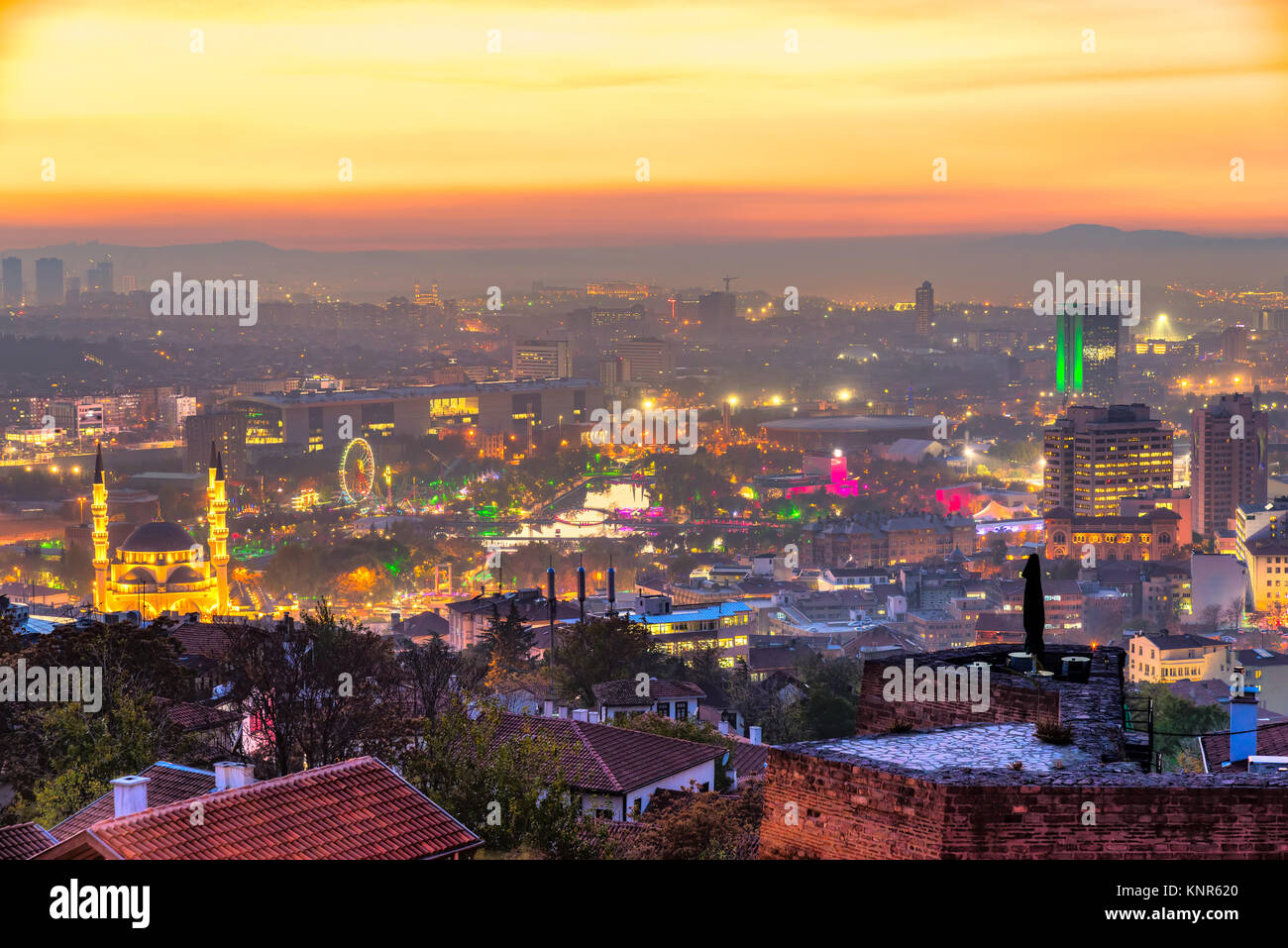 Panoramic view of Ankara at sunset, Turkey Stock Photo