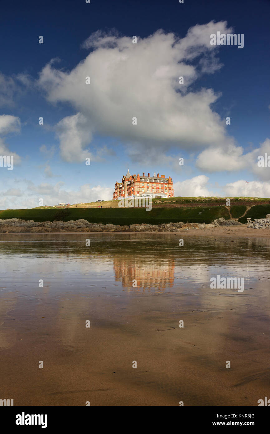 The Headland Hotel overlooking Fistral Beach, Newquay, Cornwall Stock