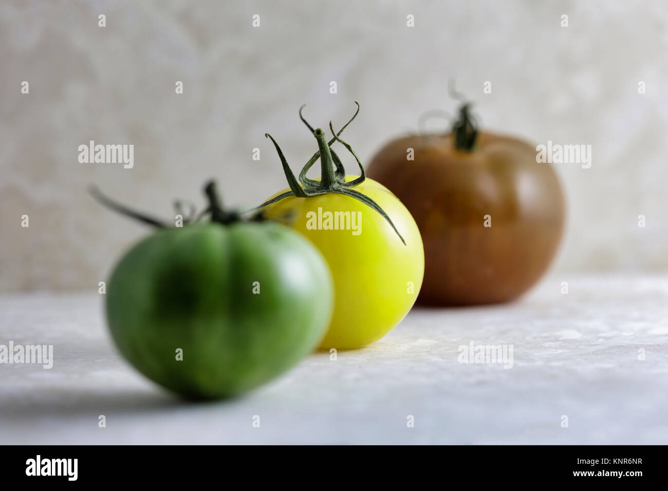 Heritage tomatos of various types Stock Photo
