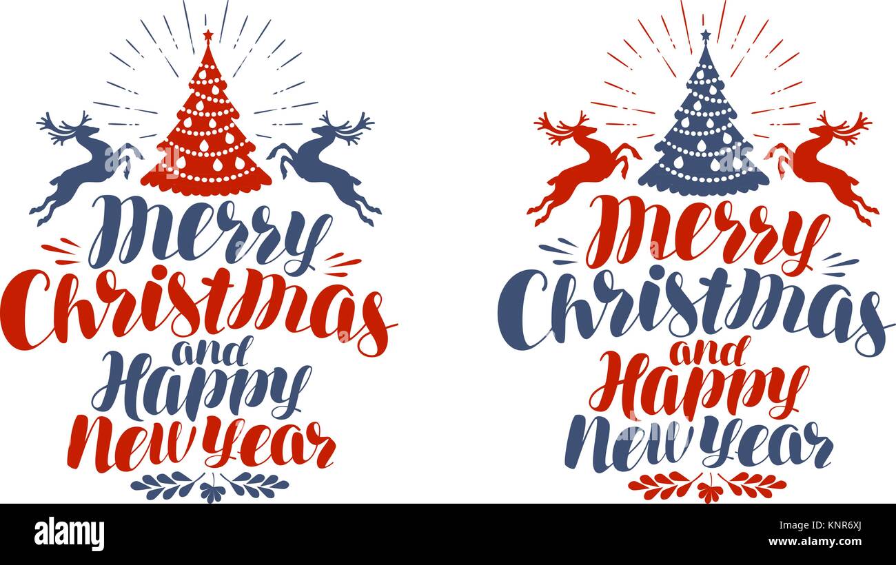 Christmas concept. Holiday, xmas typographic design. Lettering vector illustration Stock Vector