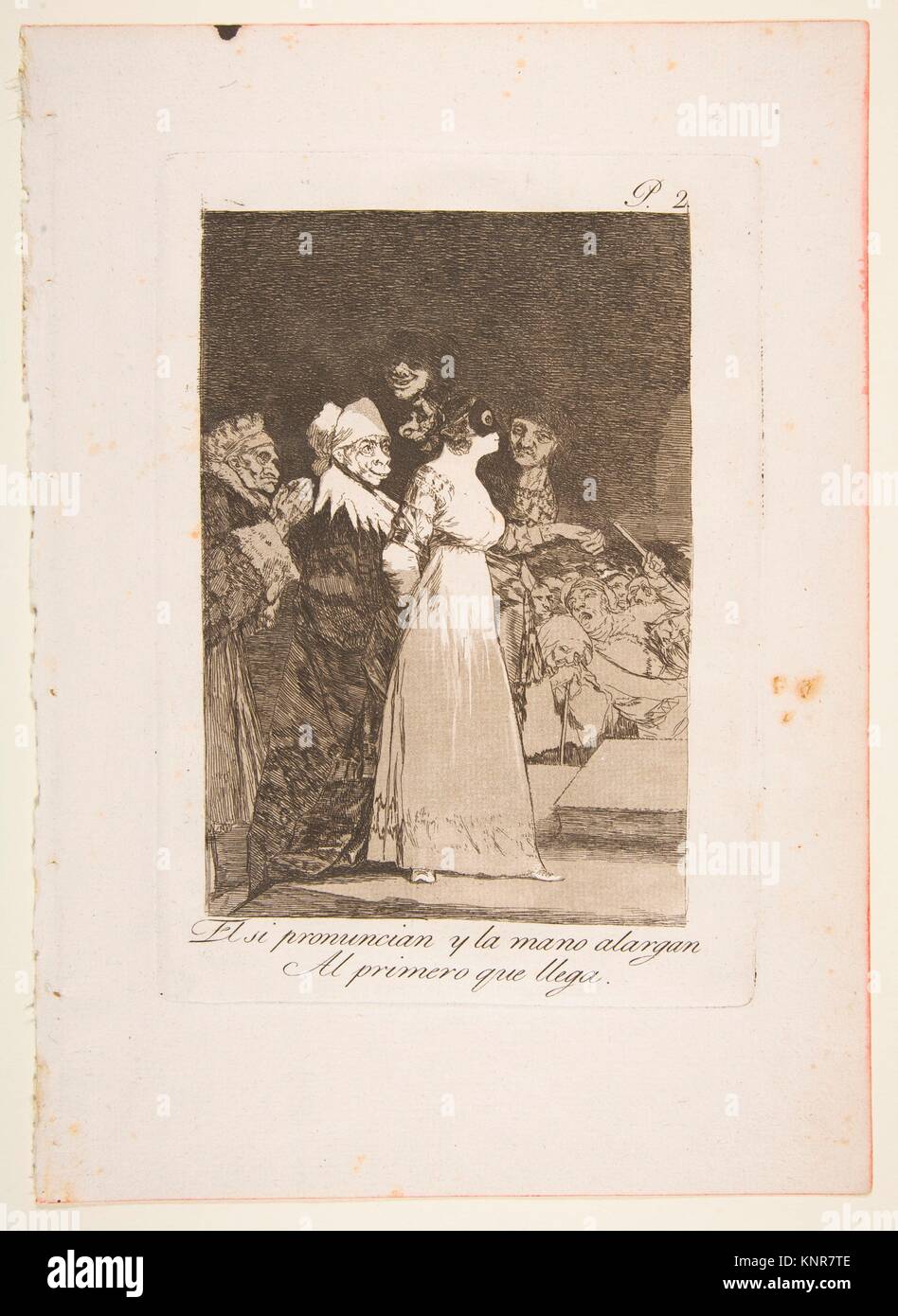 Plate 2 from ´Los Caprichos´ : They say yes and give their hand to the first comer (El si pronuncian y la mano alargen al primero que llega). Stock Photo
