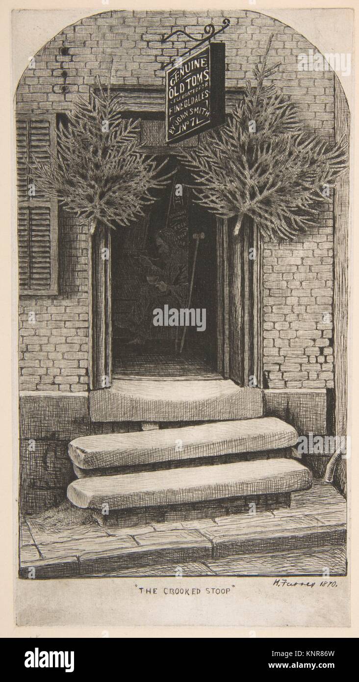The Crooked Stoop (Old Tom´s Chop House) (from Scenes of Old New York). Artist: Henry Farrer (American, London 1844-1903 New York); Date: 1870; Stock Photo