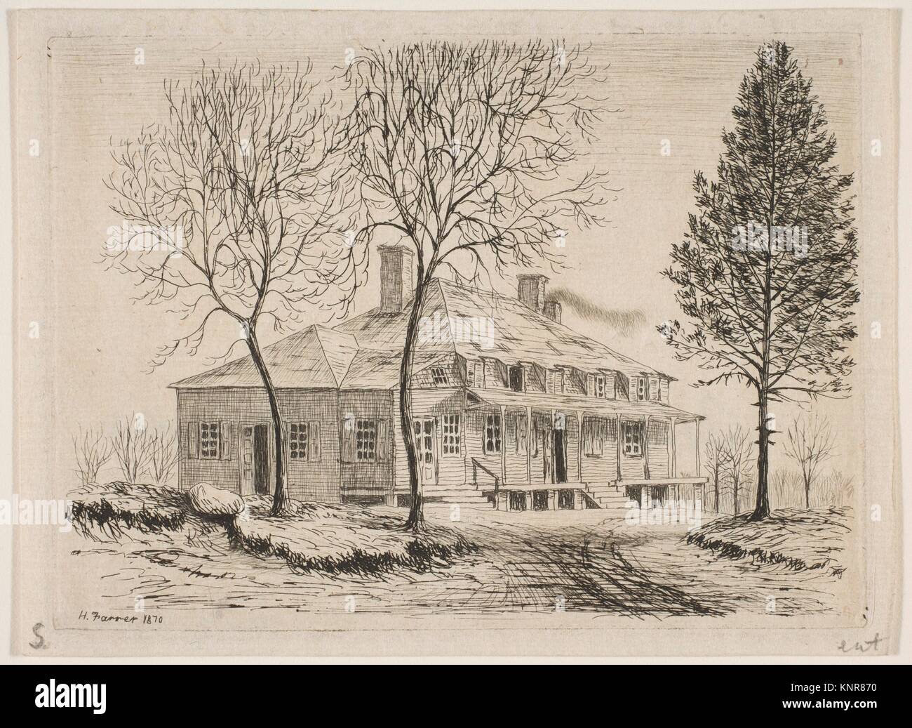 Somerindyck House (from Scenes of Old New York). Artist: Henry Farrer (American, London 1844-1903 New York); Date: 1870; Medium: Etching, trial Stock Photo
