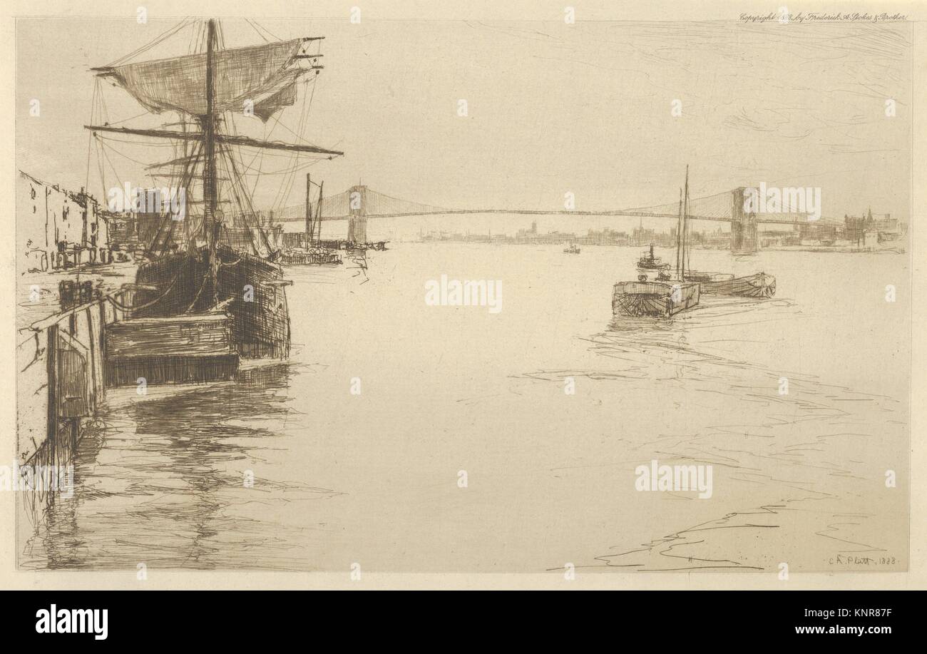 The East River from Brooklyn. Artist: Charles Adams Platt (American, New York 1861-1933); Publisher: Frederick Stokes & Brother (New York, NY); Date: Stock Photo