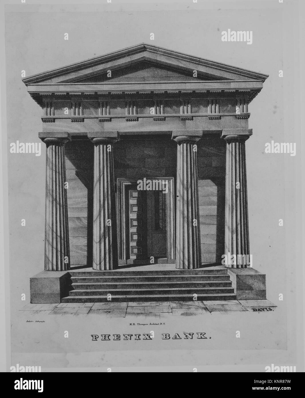 Phenix Bank, New York. Lithographer: Anthony Imbert (American, born France, active New York 1825-ca. 1838); Artist: After Alexander Jackson Davis Stock Photo