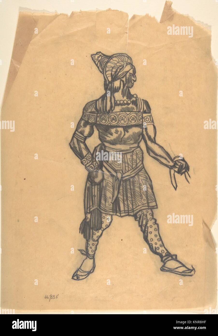 Russian male dancer costume. Artist: Léon Bakst (Russian, Grodno 1866-1924 Paris); Date: n.d; Medium: Graphite on tracing paper; Dimensions: sheet: Stock Photo