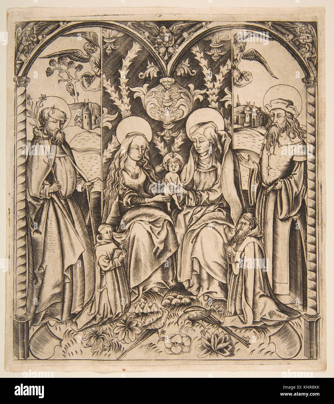 The Holy Family. Artist: Anonymous, German, 15th century; Date: 15th century; Medium: Engraving; first state; Dimensions: sheet: 7 5/16 x 6 9/16 in. Stock Photo