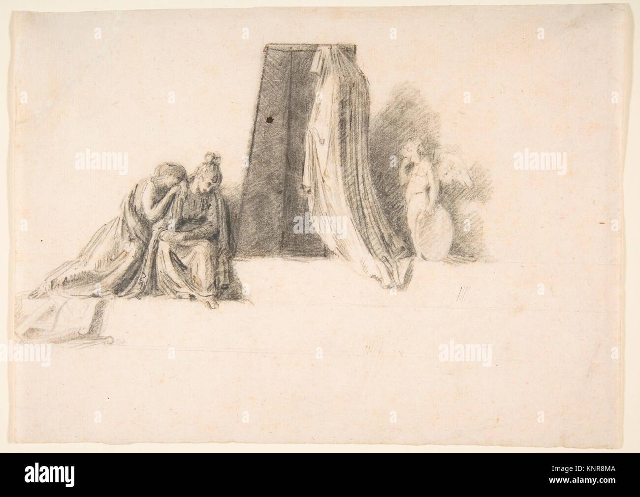 Study for a Tomb. Artist: Antonio Canova (Italian, Possagno 1757-1822 Venice); Date: ca. 1790/91-95; Medium: Graphite; Dimensions: Sheet: 7 5/16 x 10 Stock Photo