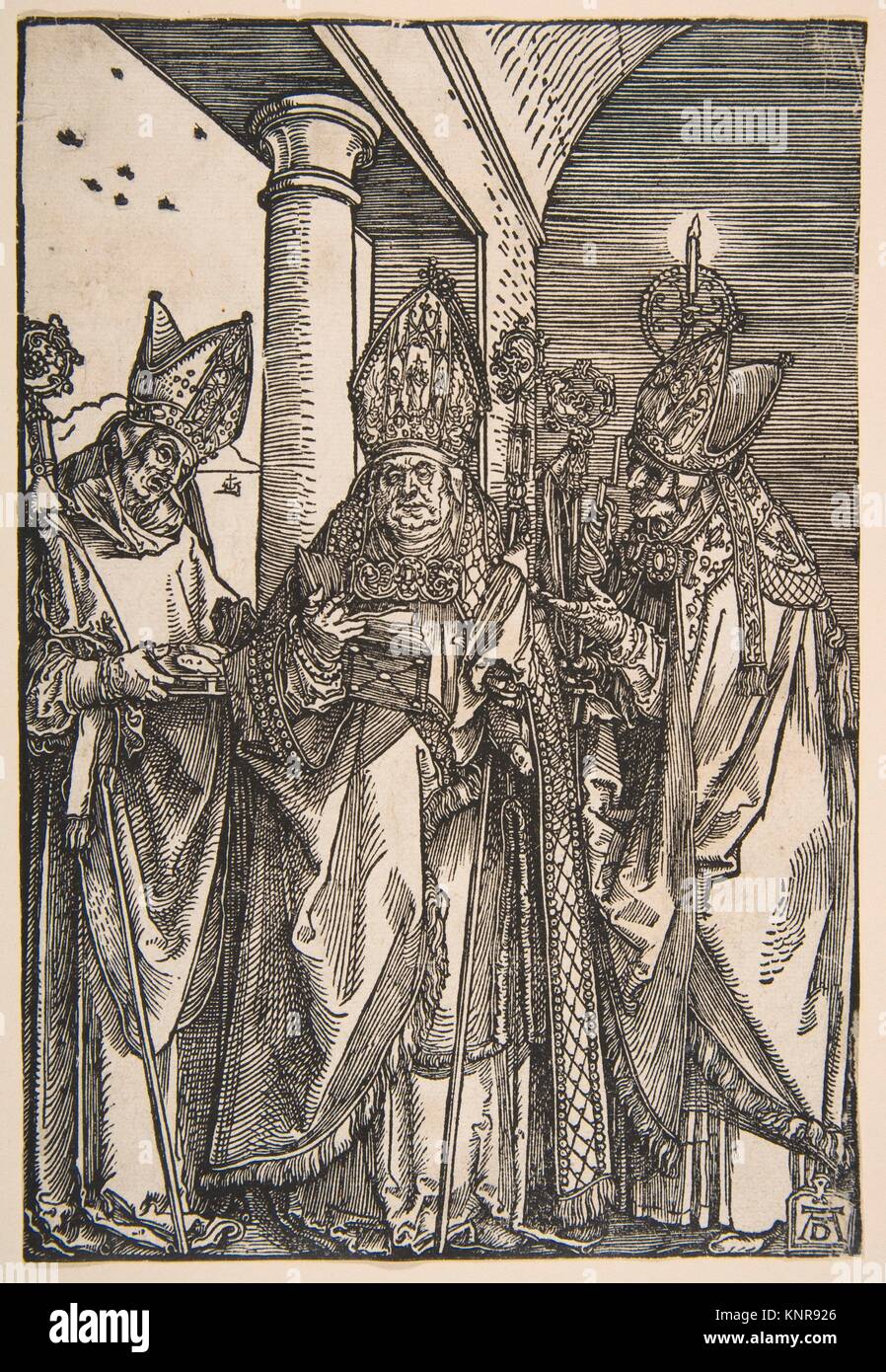 Saints Nicholas, Ulrich and Erasmus. Artist: Albrecht Dürer (German, Nuremberg 1471-1528 Nuremberg); Date: n.d; Medium: Woodcut; Dimensions: sheet: 8 Stock Photo