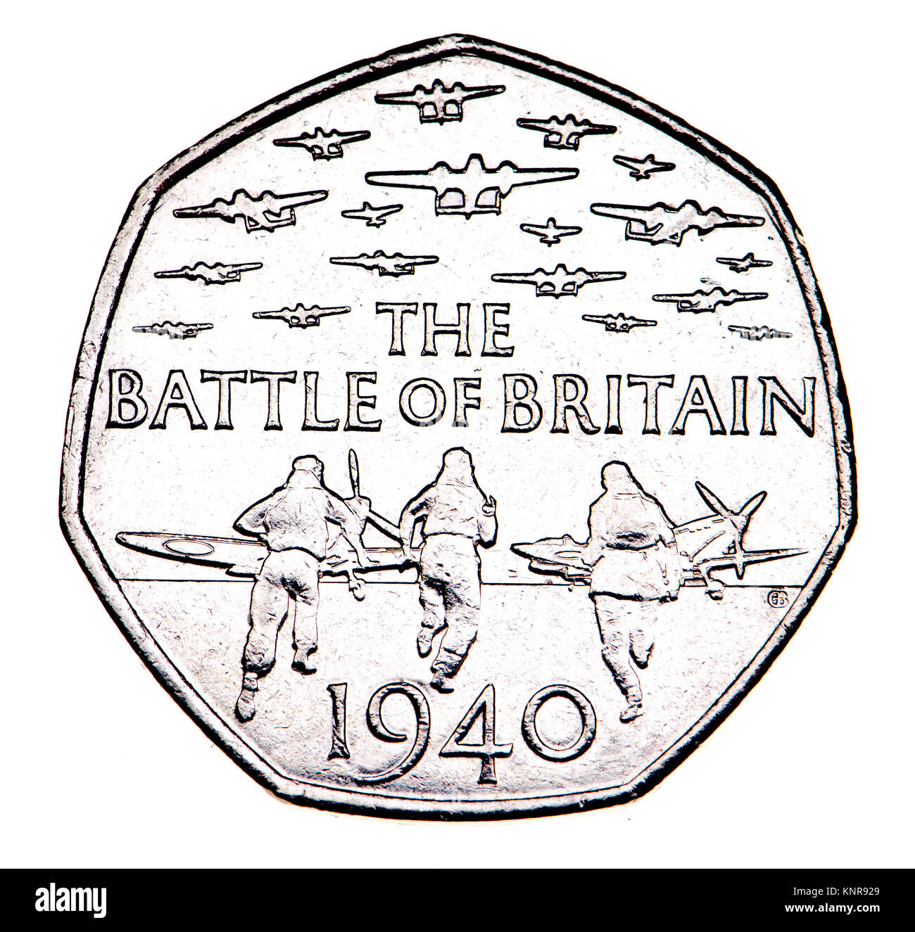 British commemorative 50p coin. 75th Anniversary of the Battle of Britain (Gary Breeze: 2015) Stock Photo