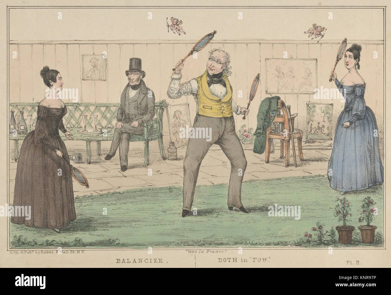 Vive la France, Balancier, Both in Tow. Publisher: Alfred E. Baker (American, active 1833-42); Date: ca. 1840; Medium: Lithograph, hand colored; Stock Photo