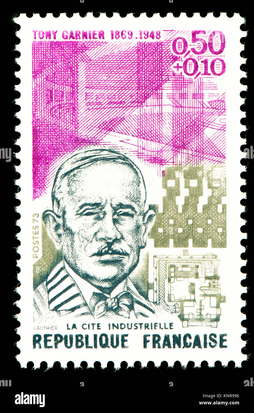 French postage stamp (1973) : Tony Garnier (1869  – 1948) French architect and city planner Stock Photo