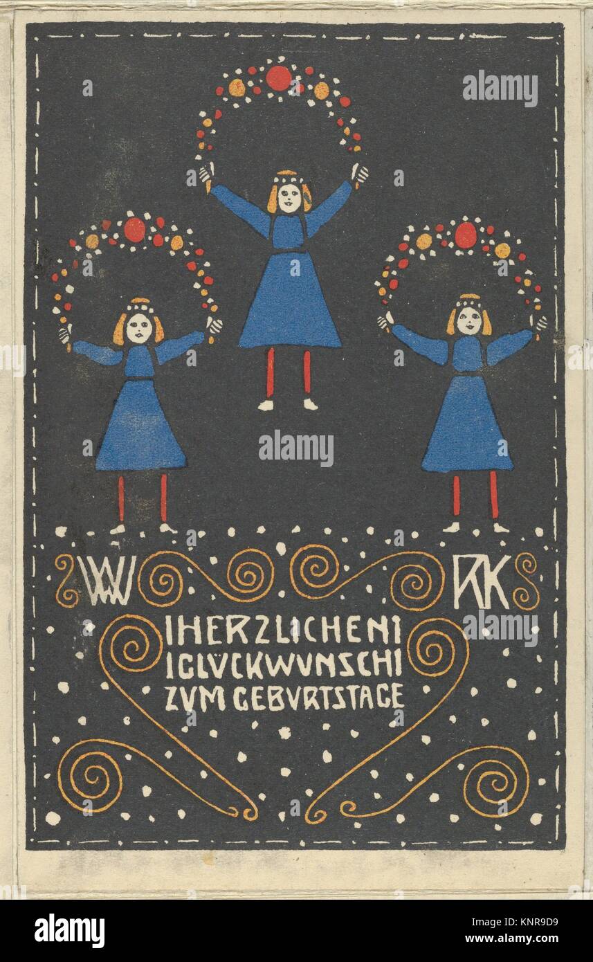 Happy Birthday (Herzlichen Glückwunsch Zum Geburtstage). Artist: Rudolf Kalvach (Austrian, Vienna 1883-1932 Kosmanos); Publisher: Published by Wiener Stock Photo
