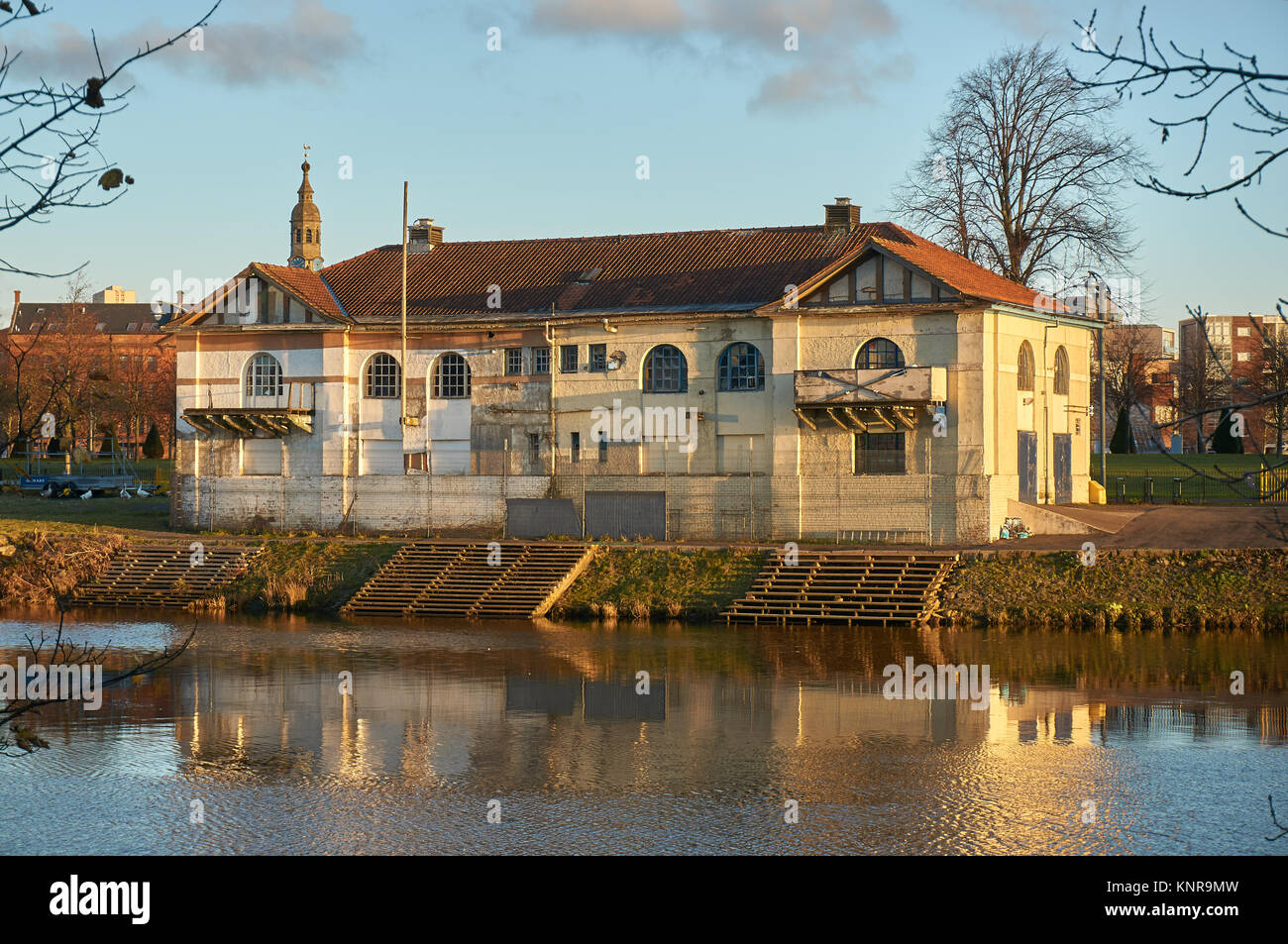Glasgow, UK - 30 November 2017 : A historic boathouse of a Clydesdale Amateur Rowing Club in Glasgow Green park. Stock Photo