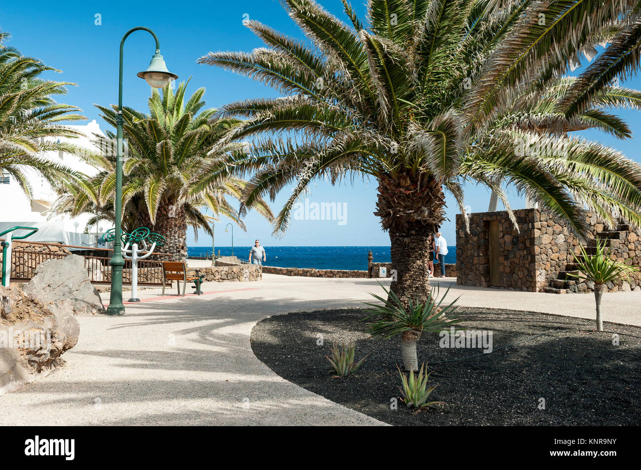 Promenade in Costa Teguise, Lanzarote in the Canary Islands, Spain Stock Photo