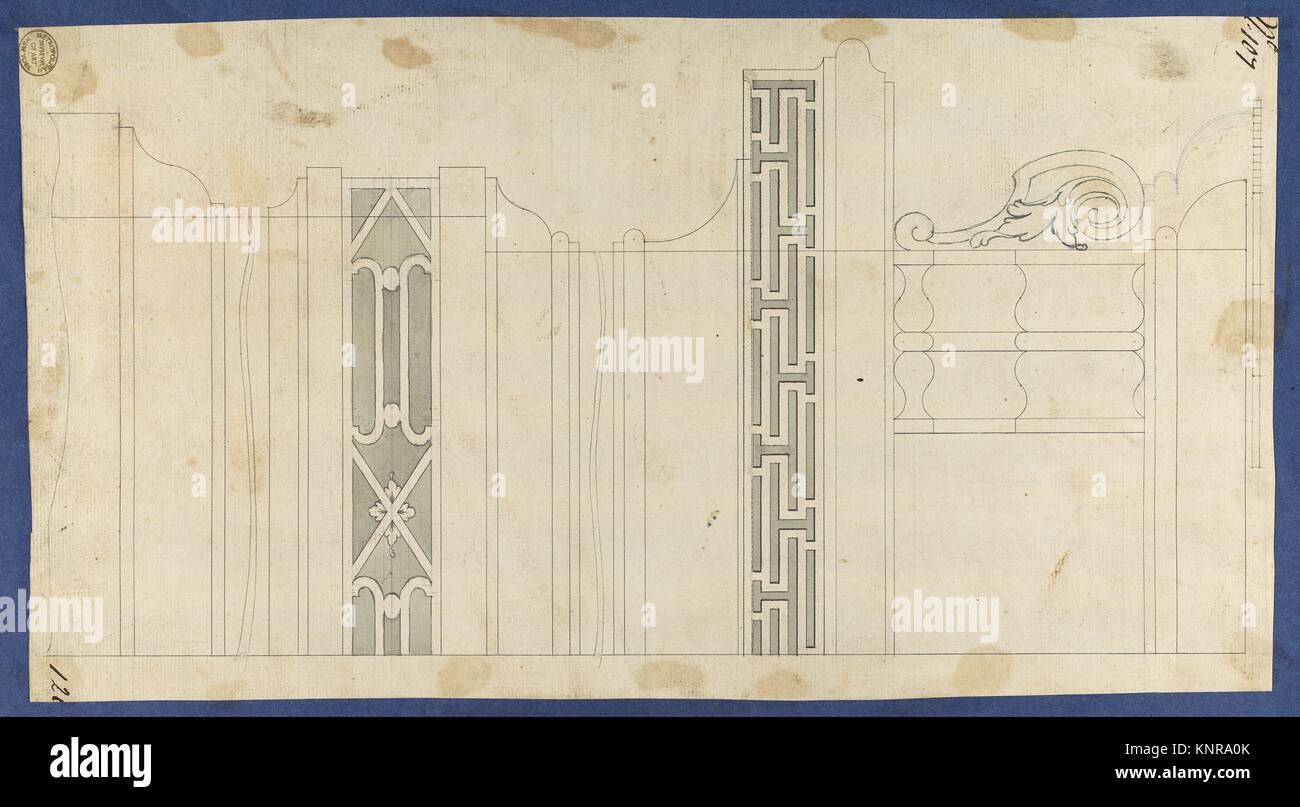 Moldings and Fretwork for China Case, from Chippendale Drawings, Vol. II. Artist: Thomas Chippendale (British, baptised Otley, West Yorkshire Stock Photo