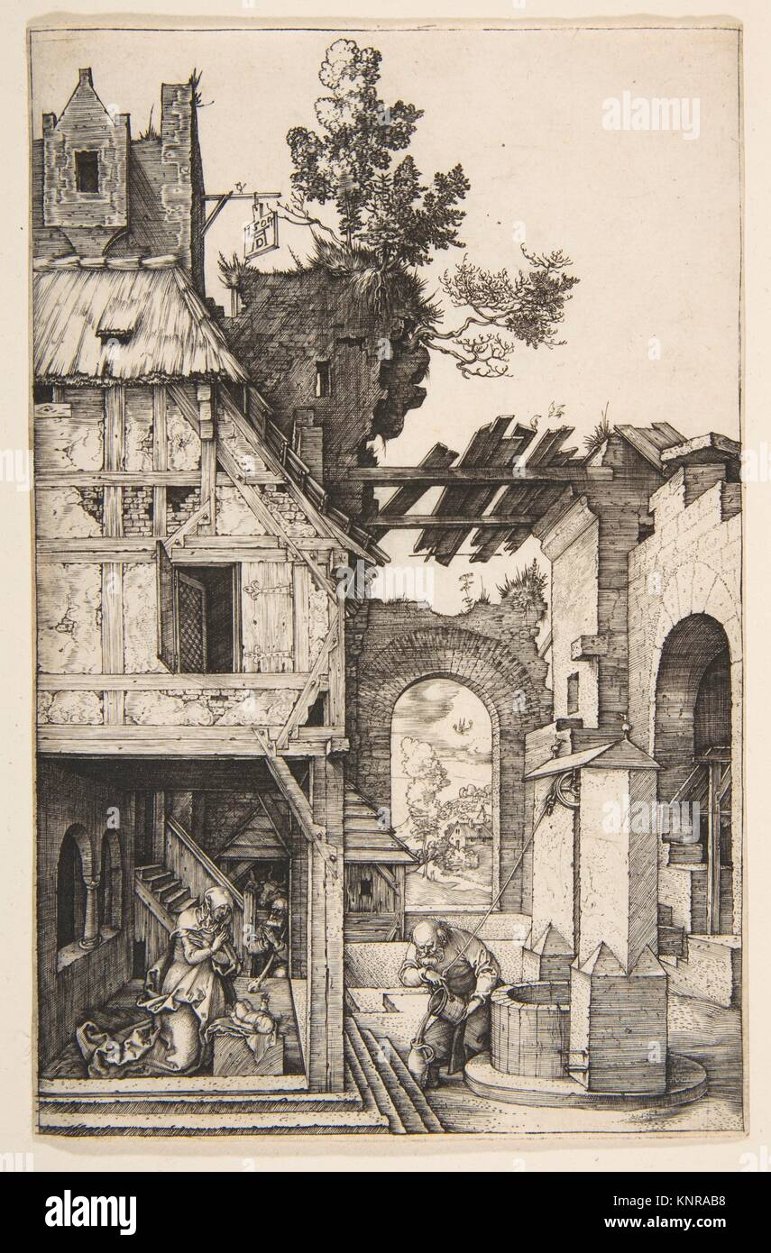 The Nativity. Artist: Albrecht Dürer (German, Nuremberg 1471-1528 Nuremberg); Date: 1504; Medium: Engraving; Dimensions: Sheet: 7 5/16 x 4 3/16 in. Stock Photo