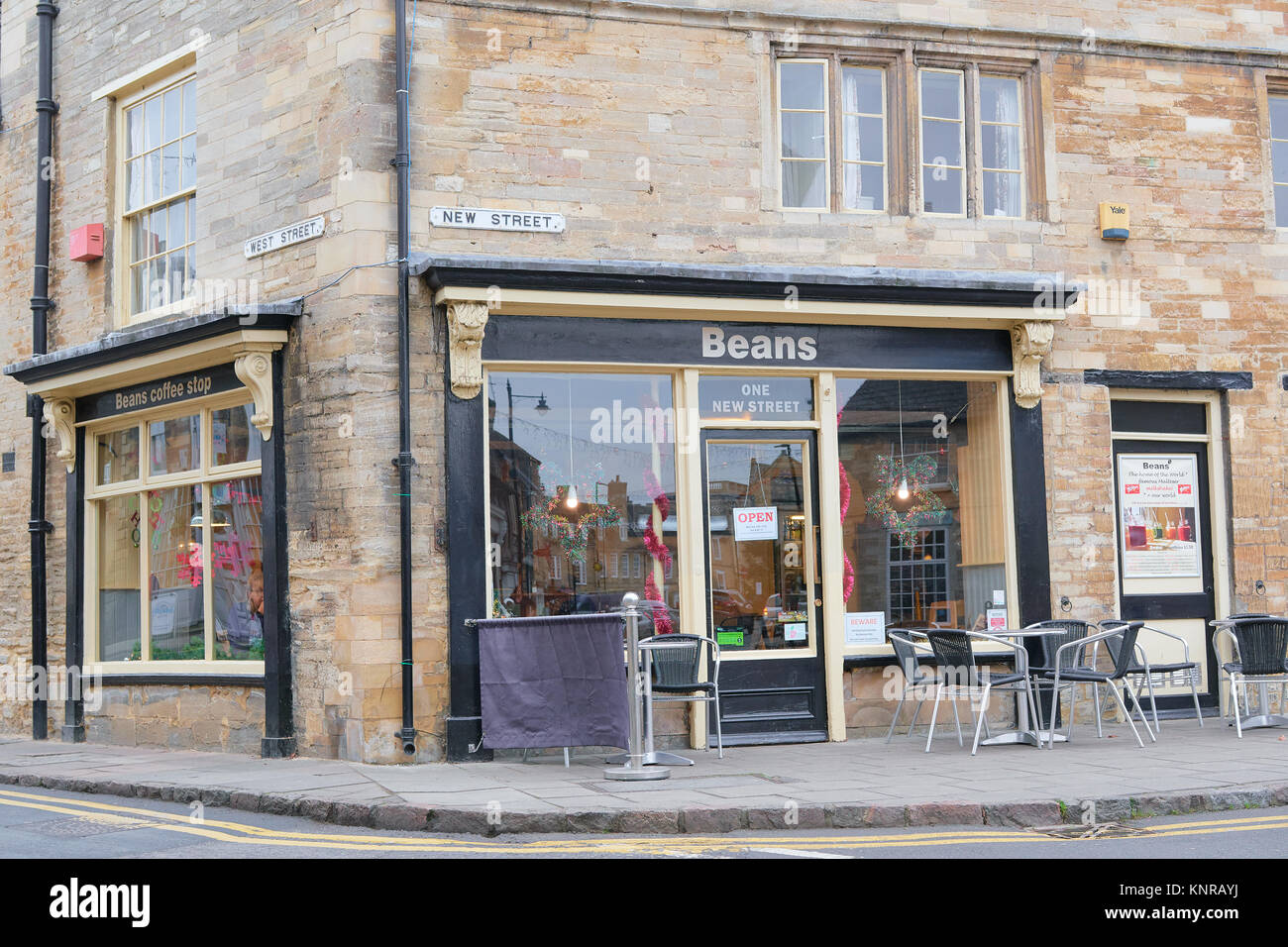 Beans coffee shop at the corner of New street and West Street in the