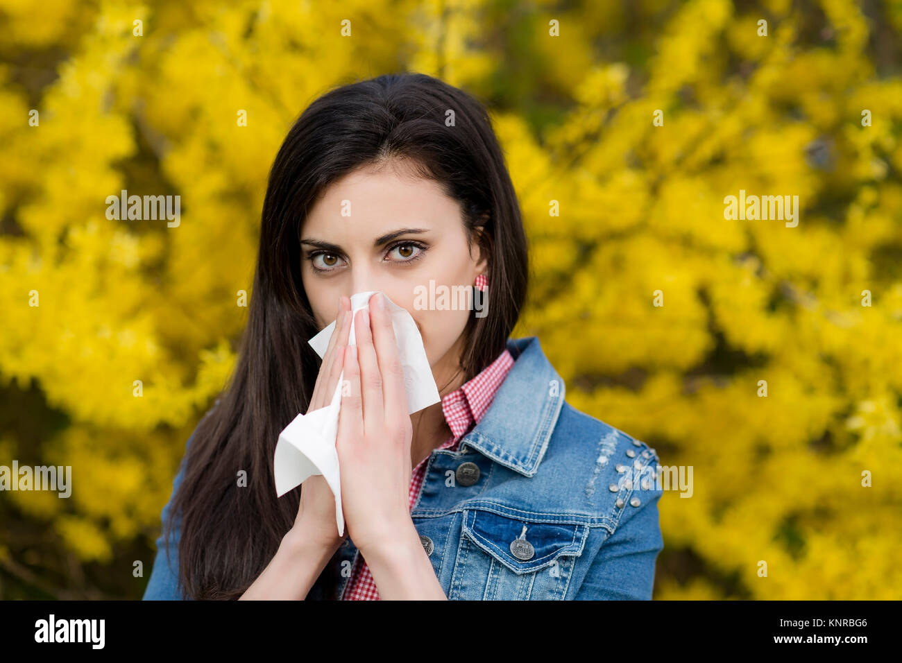Junge Frau mit Allergie - woman with allergy Stock Photo