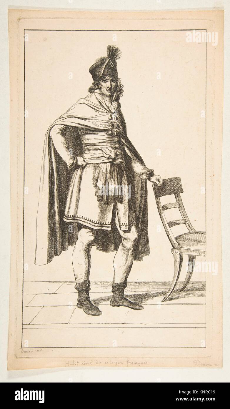 Civil Garb of the French Citizen. Series/Portfolio: Projets de Costumes; Artist: After Jacques Louis David (French, Paris 1748-1825 Brussels); Stock Photo