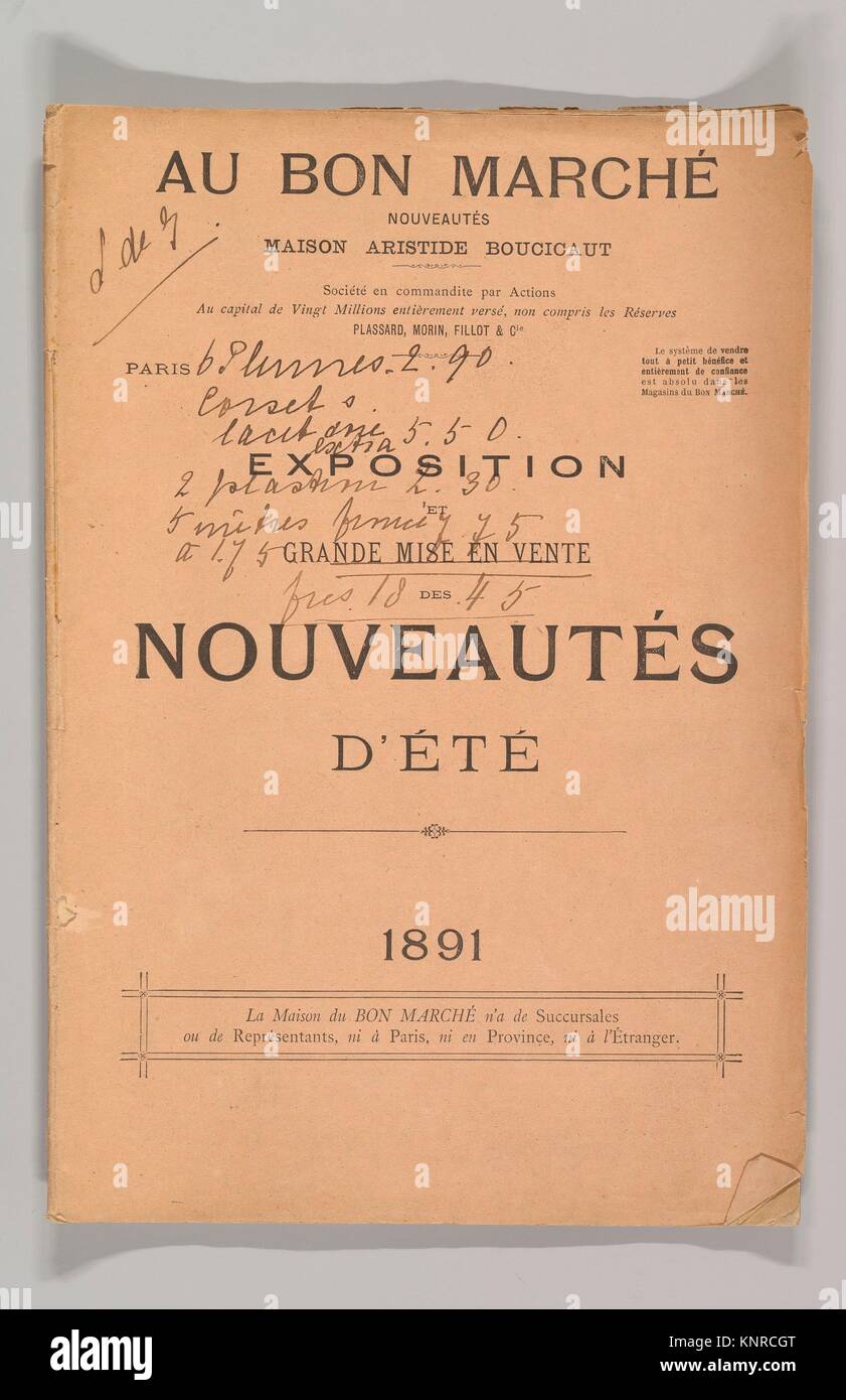 Au Bon Marché-Exposition et Grande Misé en Vente des Nouveautés d´Été 1891. Published in: Paris; Date: 1891; Medium: Wood engraving; Dimensions: Stock Photo
