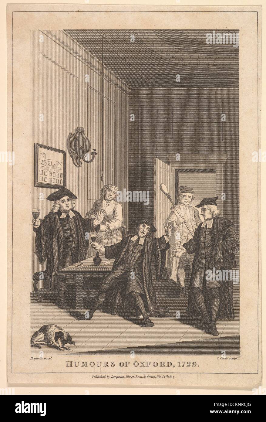 Frontispiece to The Humours of Oxford. Artist: After William Hogarth (British, London 1697-1764 London); Engraver: Thomas Cook (British, 1744?-1818); Stock Photo