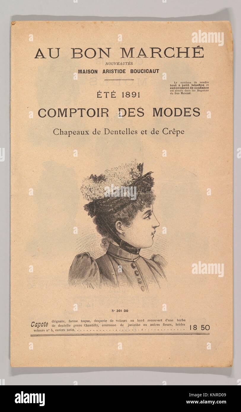 Au Bon Marché-Comptoir des Modes, Chapeaux de Dentelles et de Crêpe, Été  1891. Published in: Paris; Date: 1891; Medium: Wood engraving; Dimensions  Stock Photo - Alamy