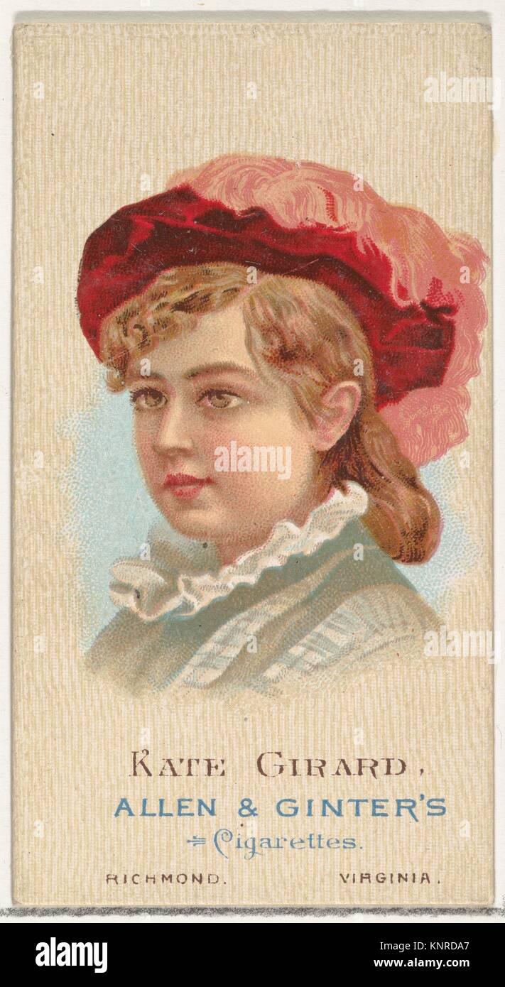 Kate Girard, from World´s Beauties, Series 2 (N27) for Allen & Ginter Cigarettes. Publisher: Allen & Ginter (American, Richmond, Virginia); Stock Photo