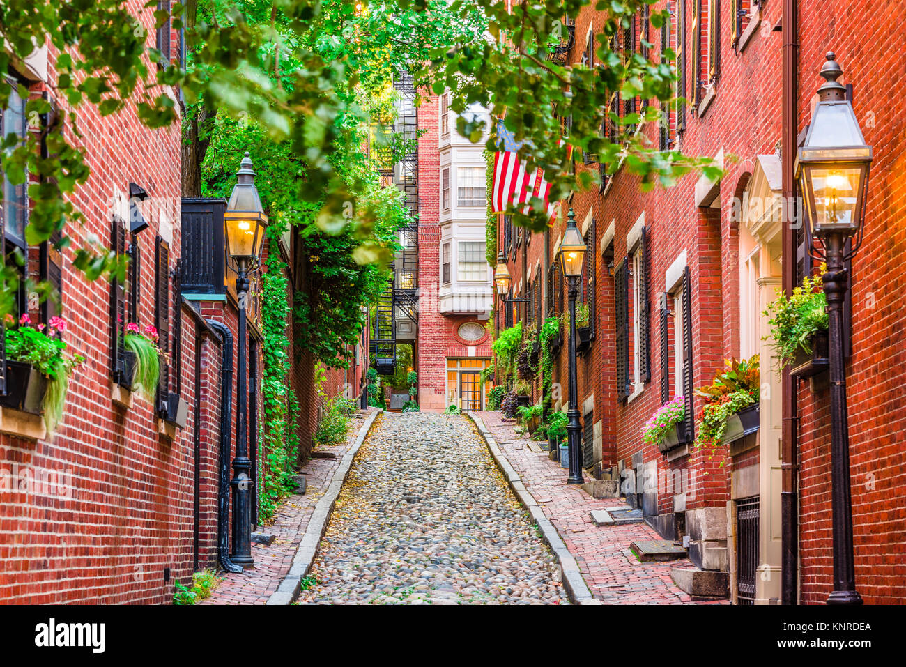 Acorn Street in Boston, Massachusetts, USA. Stock Photo